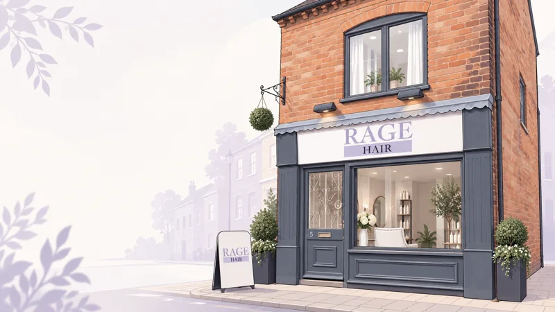 Illustration of the RAGE Hair storefront on King Street